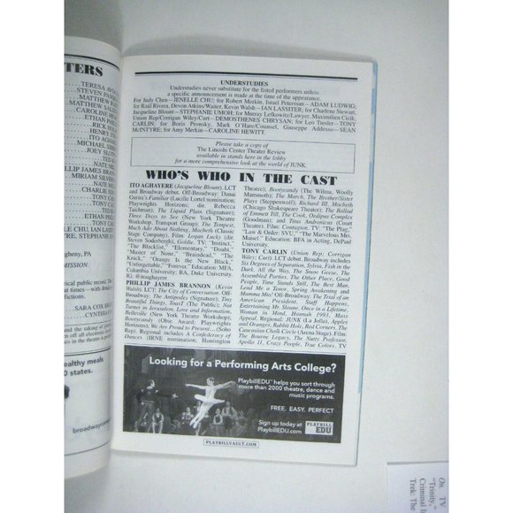 Junk Playbill Opening Night November 2017 Stephen Pasquale Stephanie Umoh NYC - Picture 4 of 8